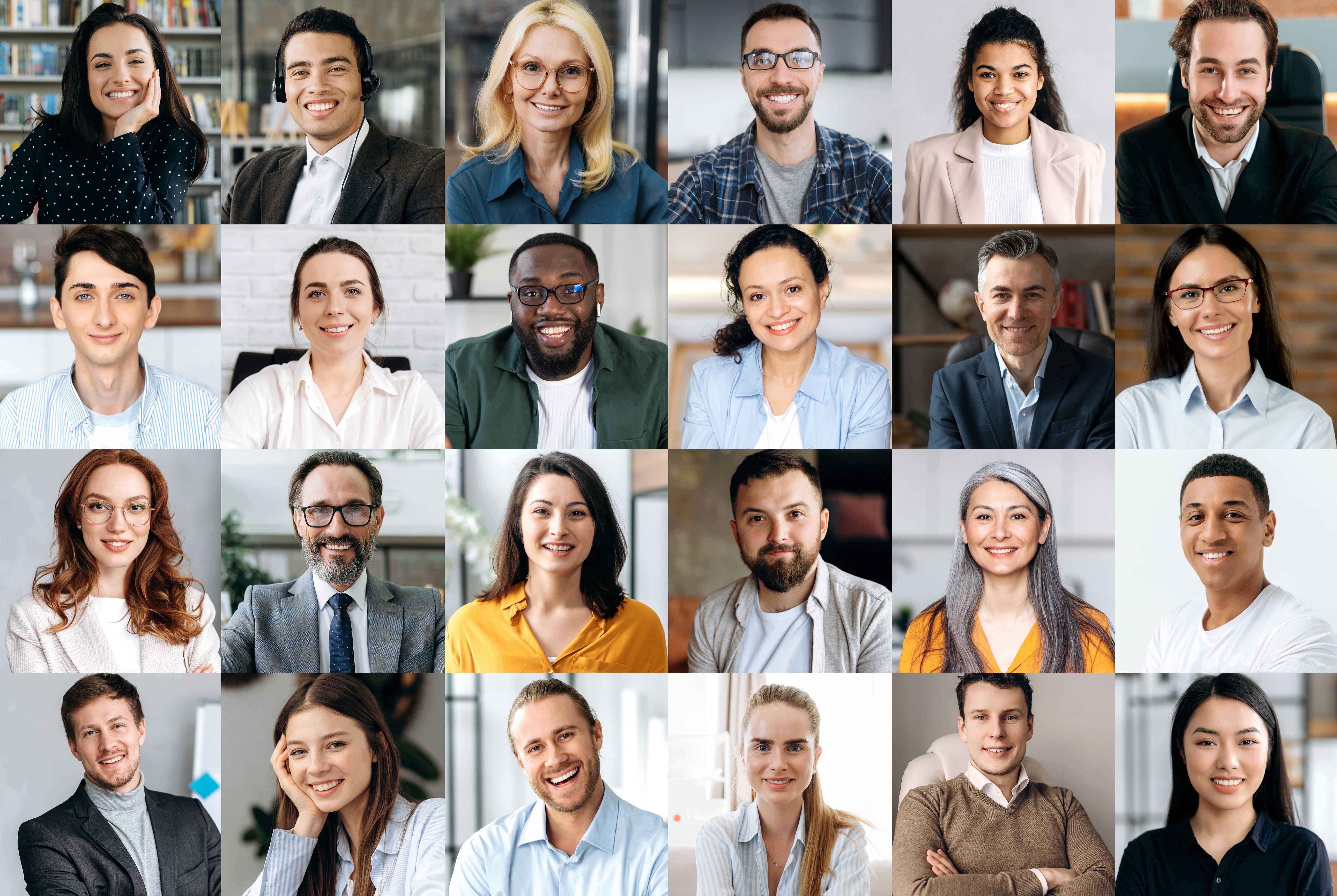 Panoramische Collage von Kandidaten zur Illustration von Background Checks im Rekrutierungsprozess in der Schweiz.utement en Suisse