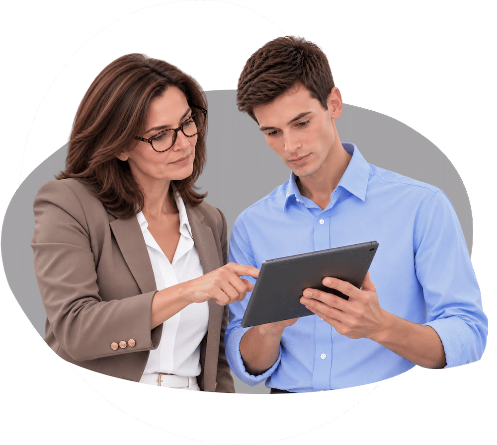 Security and risk professional reviewing sensitive information on a tablet Security and risk professional reviewing sensitive information on a tablet